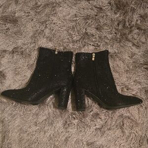 Windsor Black Sparkle Heeled Boots